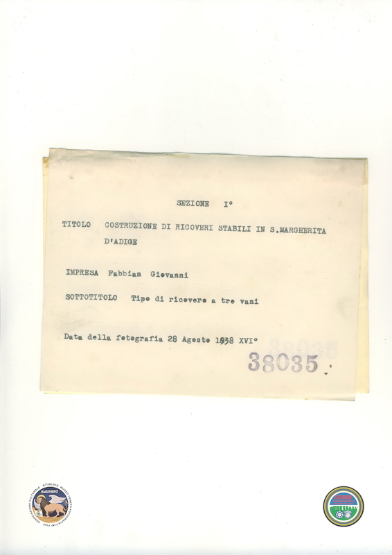 1938 08 28 Santa Margherita d&#039;Adige COSTRUZIONE RICOVERI id_38035 2 retro